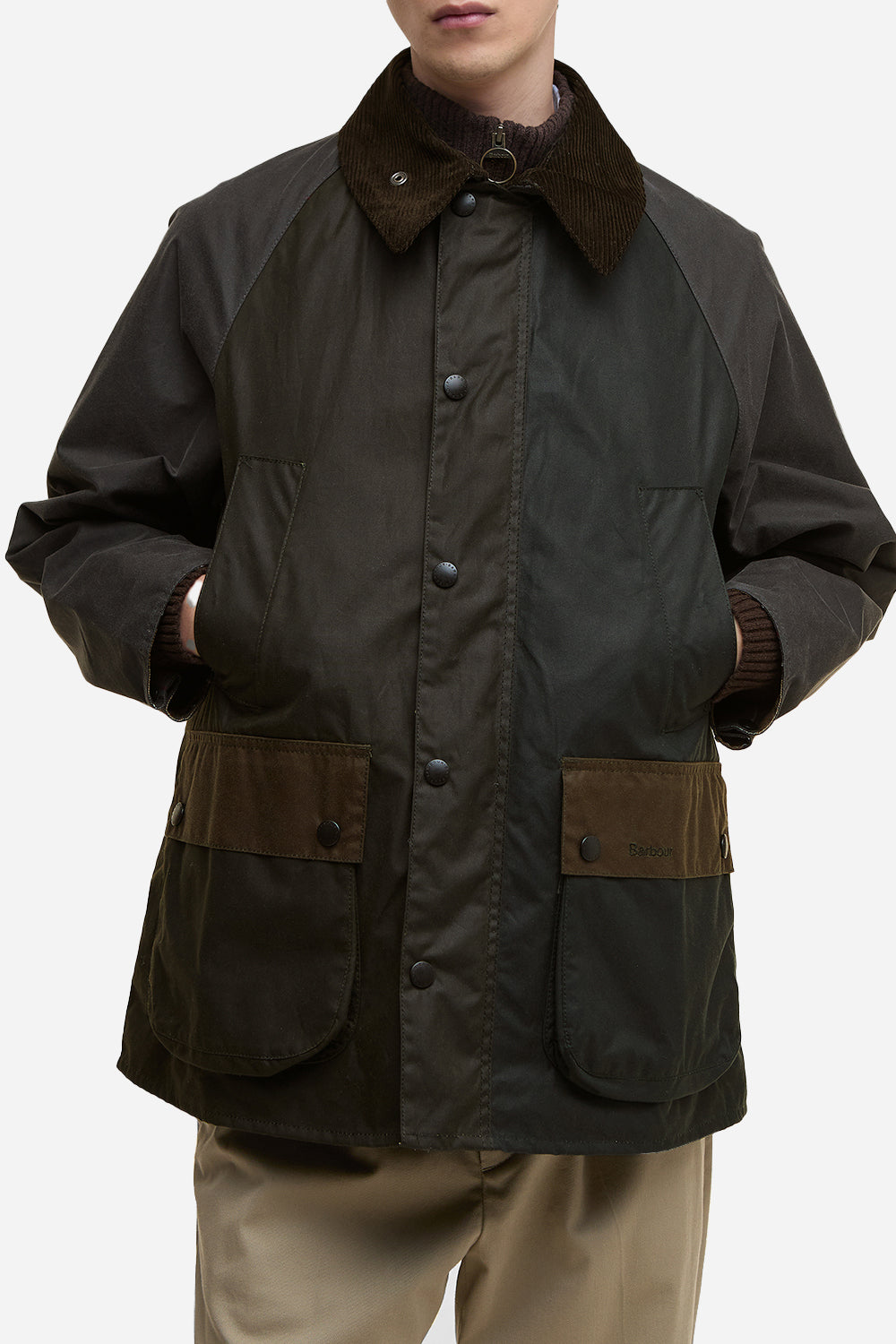 Barbour Patchwork OS Bedale Wax Jacket (Sage Multi)