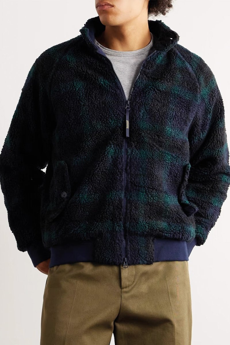 Baracuta Curly Fleece G9 Jacket (Blackwatch Navy/Green) | Jackets