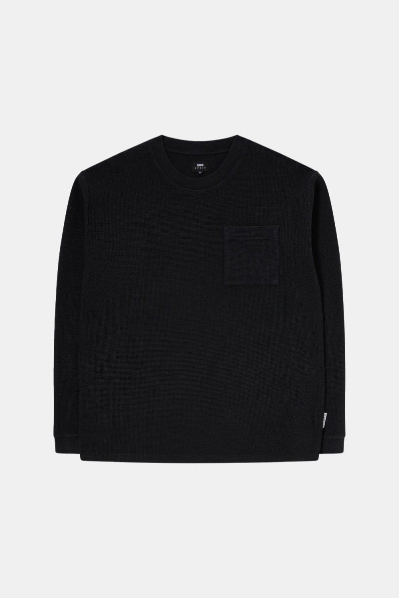 Edwin Waffle Dizzy II Long Sleeve T-shirt (Black) | Sweaters