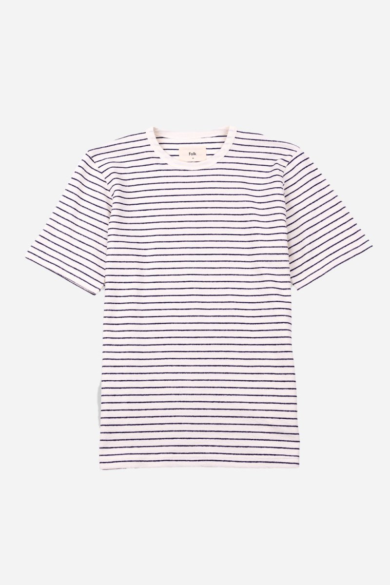 Folk Textured Stripe T-Shirt (Ecru/Navy) | Shirts