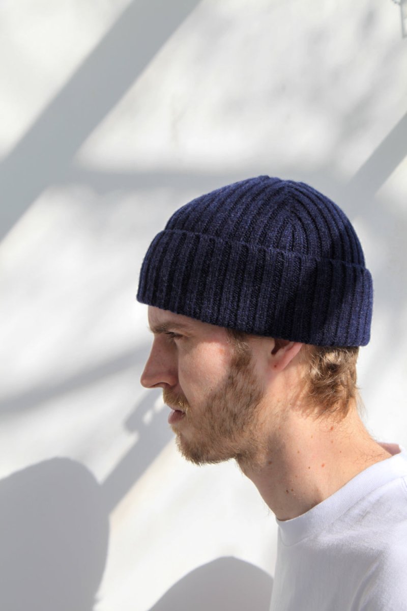 Half Dozen Super-Soft Lambswool Fisherman Beanie (Oxford Blue) | Hats