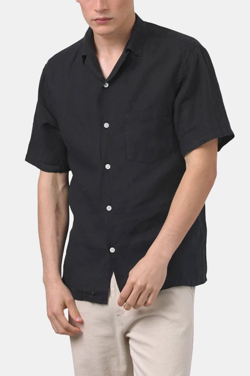 Portuguese Flannel Camp Collar Shirt (Black) | Shirts