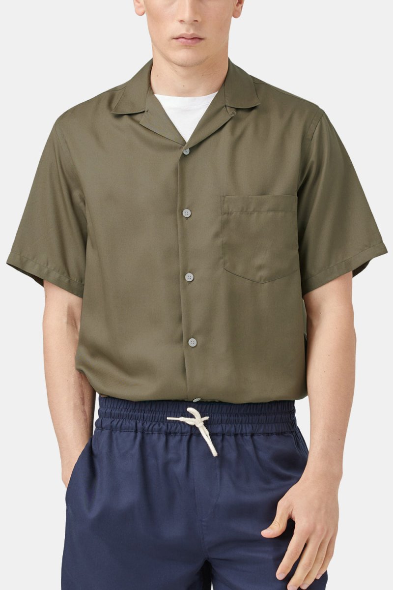 Portuguese Flannel Camp Collar Shirt (Dry Green) | Shirts
