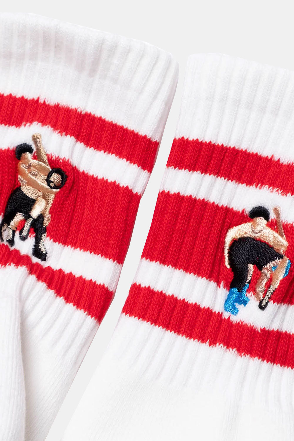 Decka Socks Embroidered Skater Socks (Wrestling/Red)