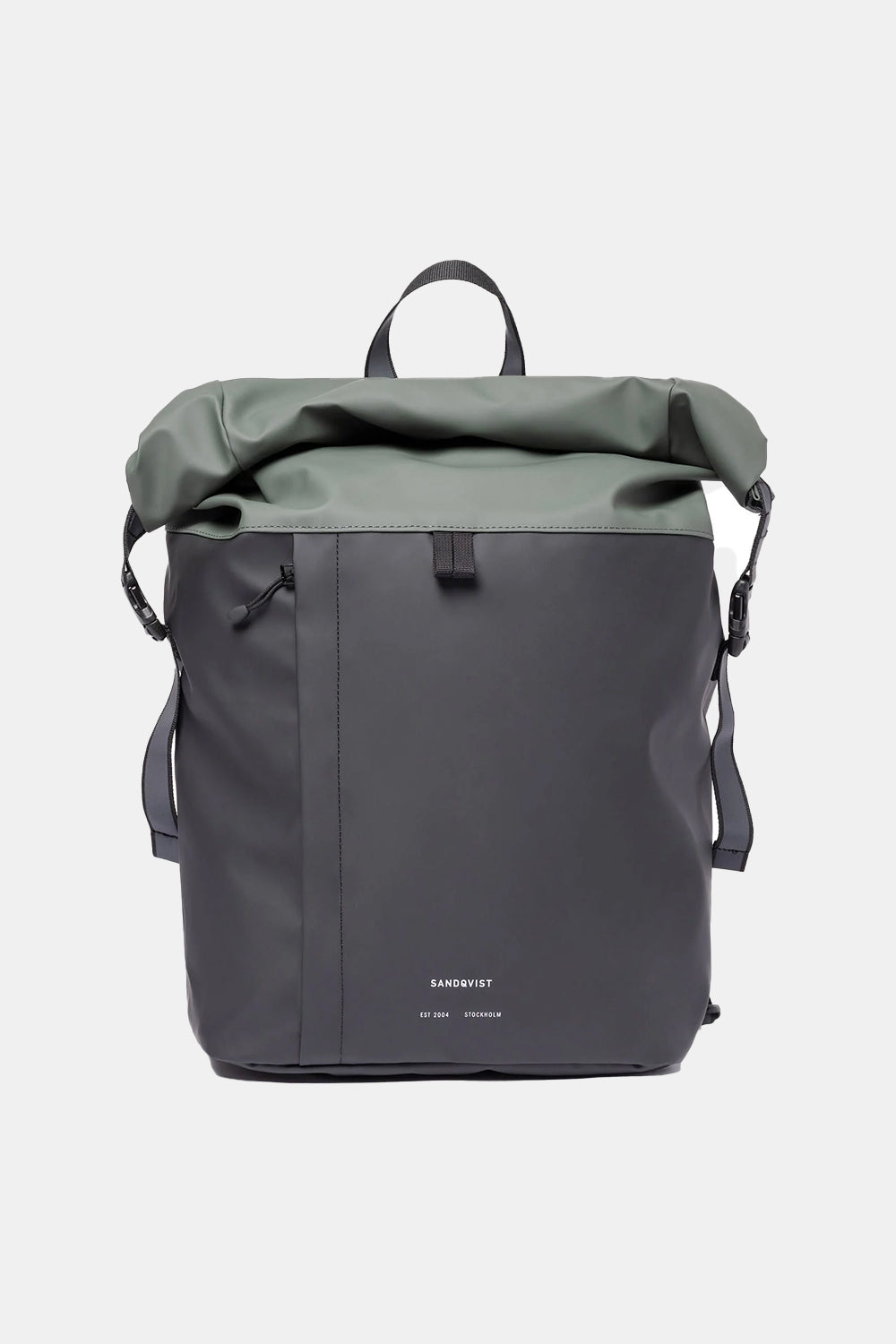 Sandqvist Konrad Water-Resistant Rolltop Backpack (Black/Lichen Green) | Number Six