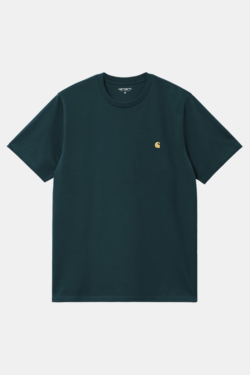 Carhartt WIP Short Sleeve Chase T-Shirt (Duck Blue/Gold) | T-Shirts