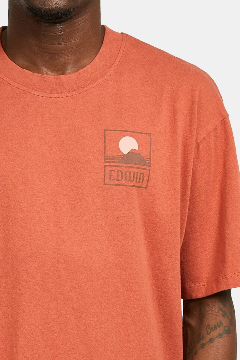 Edwin Sunset on Mount Fuji T-Shirt (Baked Clay) | T-Shirts