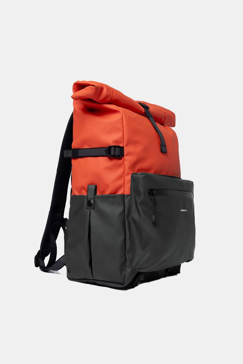 Sandqvist Ruben 2.0 Water - Resistant Rolltop Backpack (Multi Orange/Dark Green) | Bags