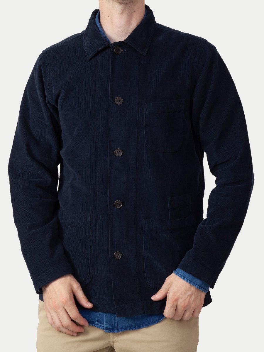 Universal Works Fine Cord Bakers Overshirt (Navy) | Jackets