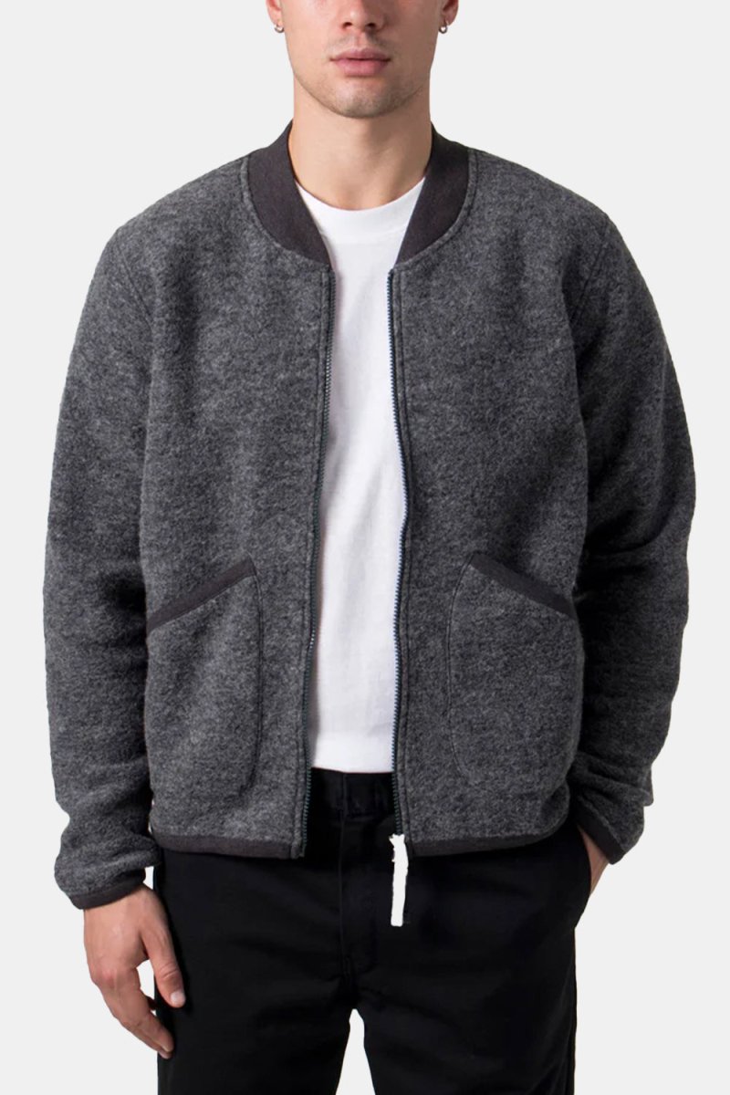 Universal Works Fleece Zip Bomber Jacket (Grey Marl) | Jackets