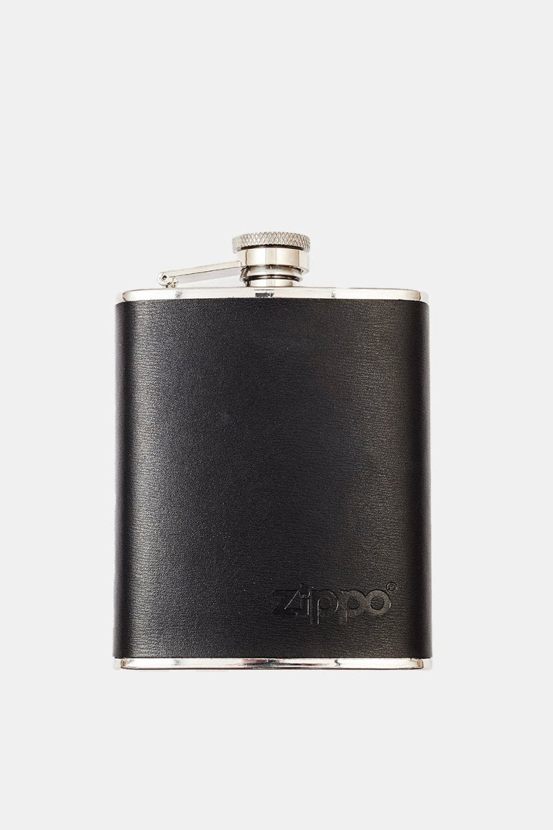 Zippo Hip Flask (Black Leather) | Accessories