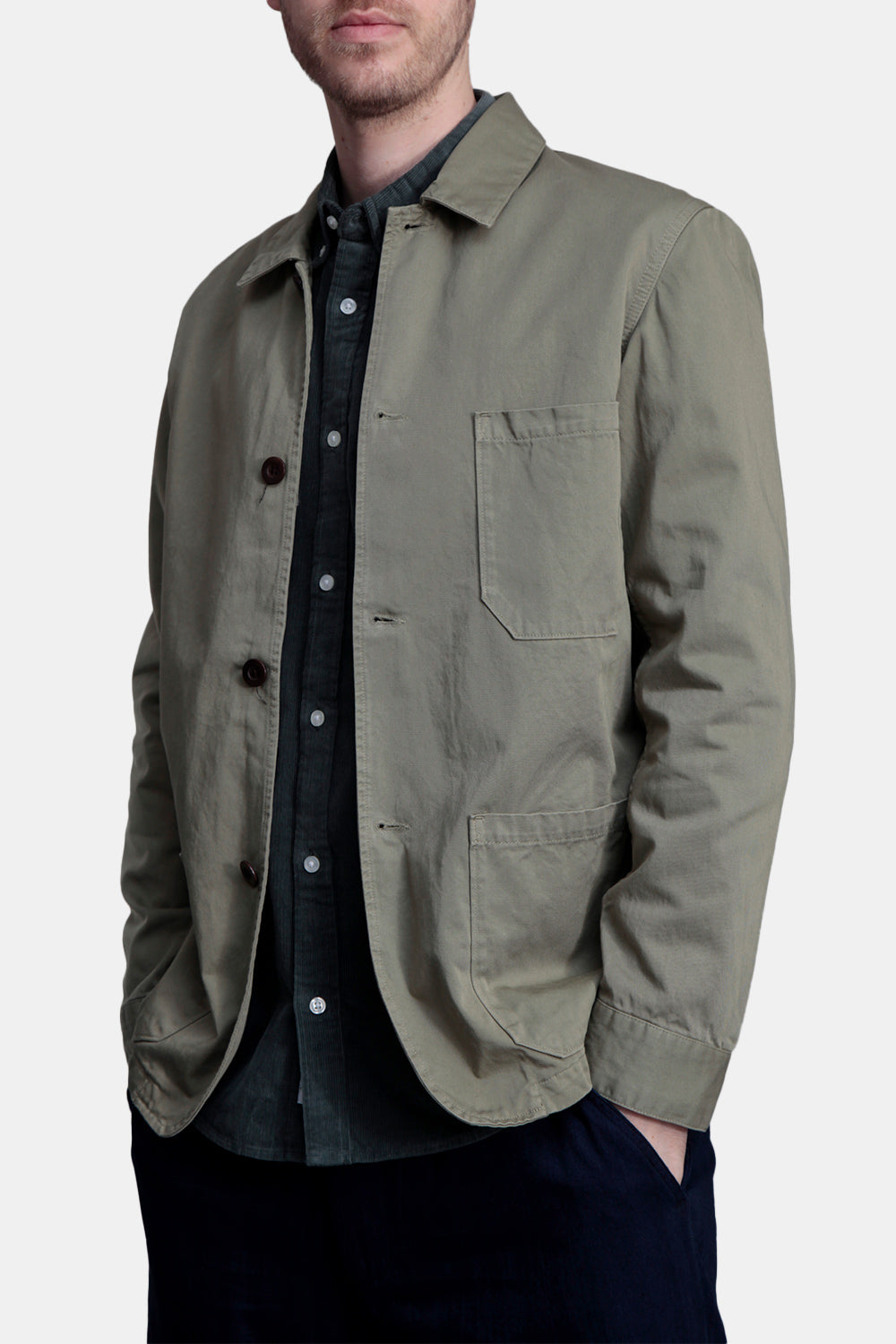 Portuguese Flannel Labura Chore Workwear Jacket (Olive) | Number Six