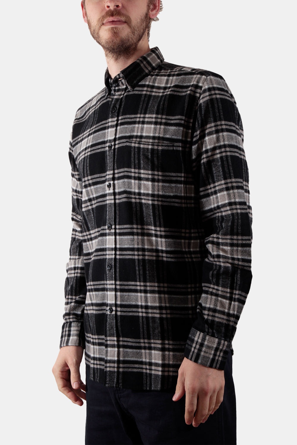 Portuguese Flannel B&B Checked ESP Shirt (Black / Grey) | Number Six